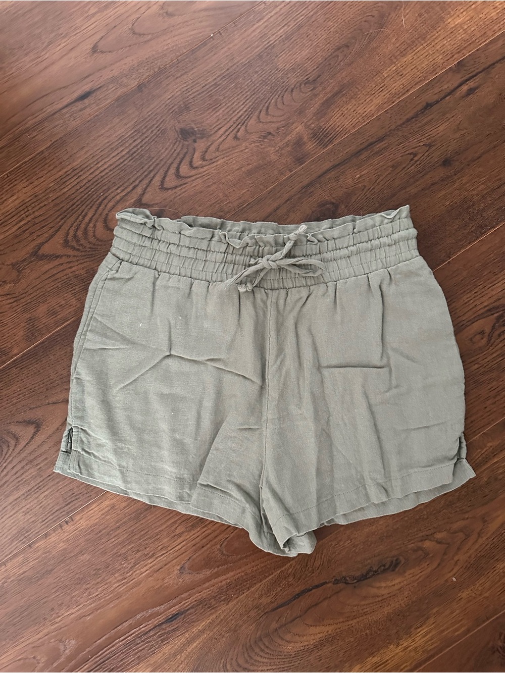 Abercrombie & Fitch sage Green Paperbag Waist High-Rise Shorts